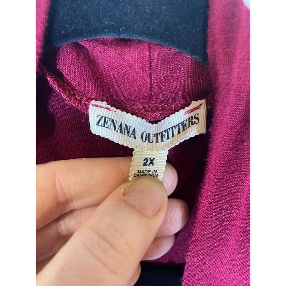 Zenana Outfitters 2X Burgundy Open Front Drape Cardigan Lightweight Long Sleeve